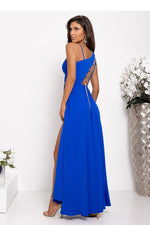 With You Asymmetrical Strap Long Dress with Braided Tie Back