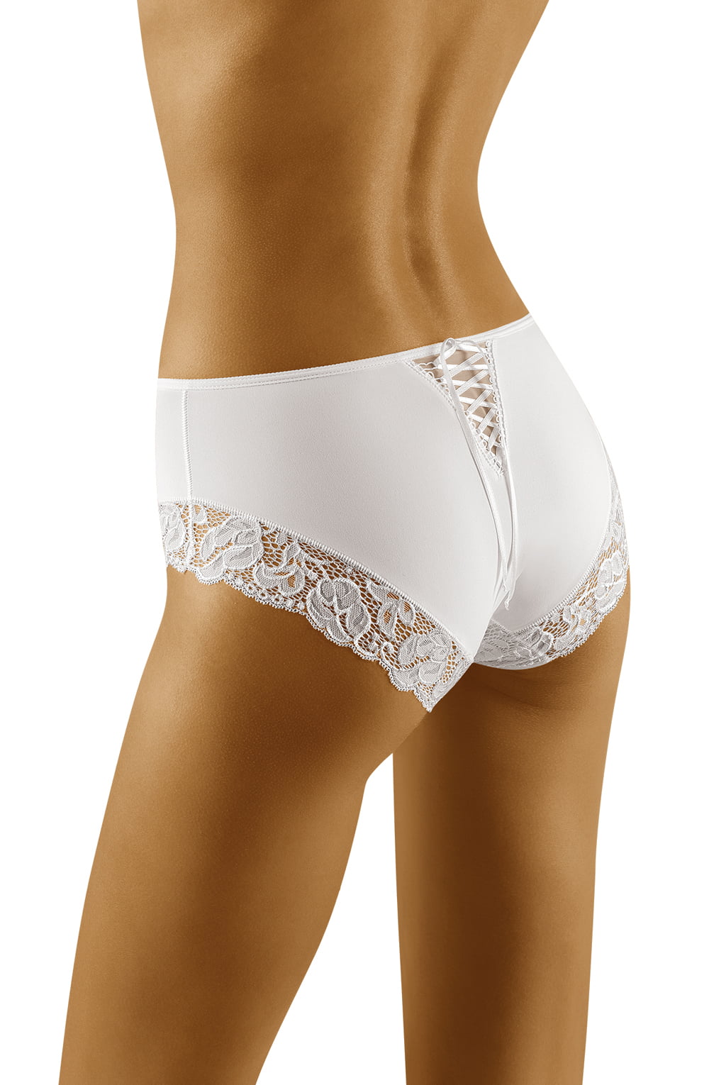 Wolbar Baha Lace Briefs with Back Satin Ribbon White