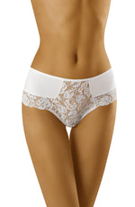 Wolbar Baha Lace Briefs with Back Satin Ribbon White