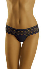 Wolbar Eco-Fo Cotton Lace Thong Black