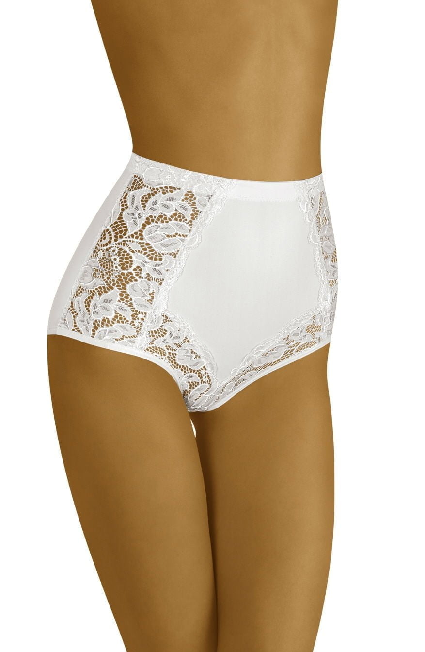 Wolbar Eleganta Soft Floral Side Panel High Waist Briefs White