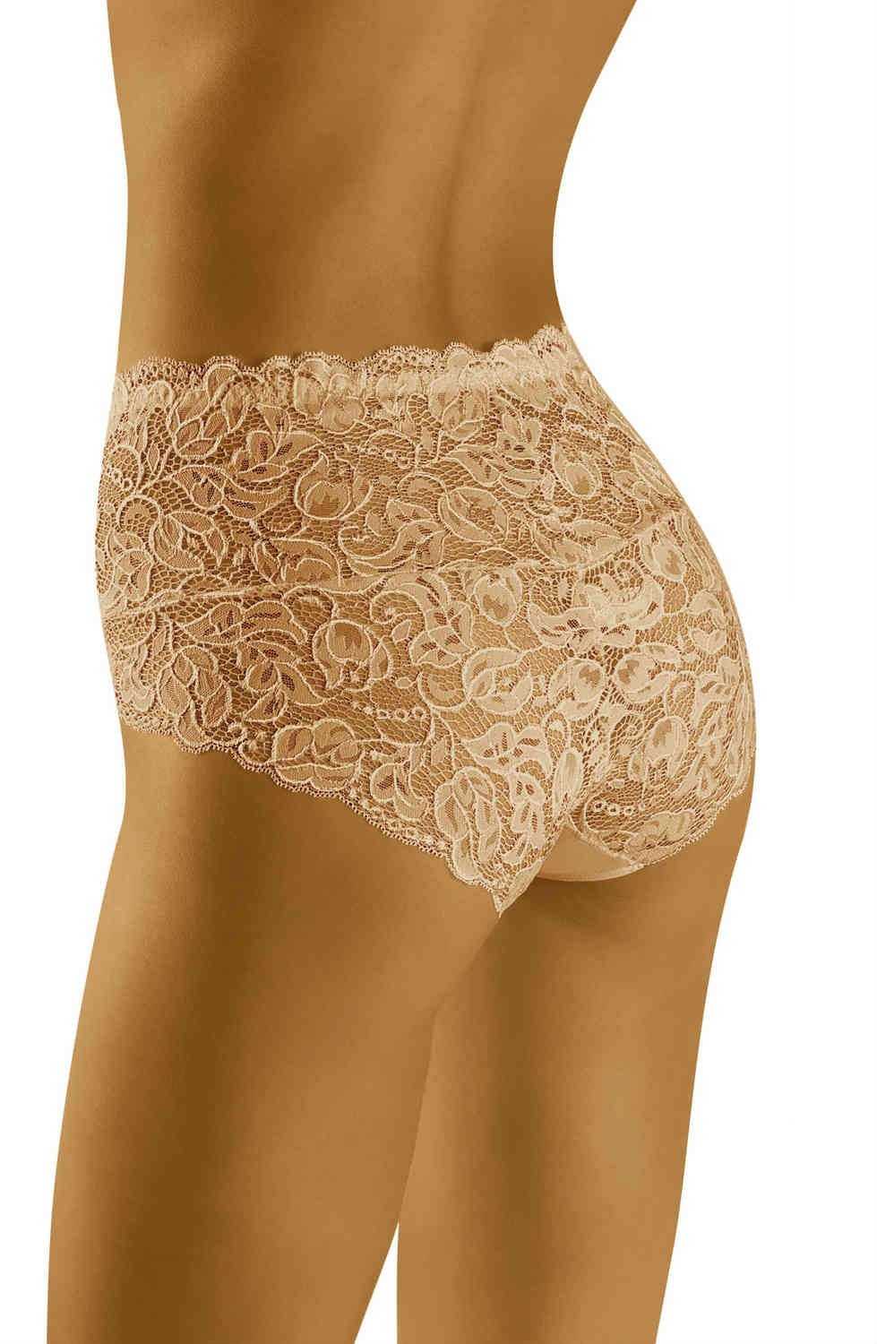Wolbar Teri Cotton Floral Lace Scalloped Edge Beige