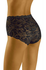 Wolbar Teri Cotton Floral Lace Scalloped Edge Black