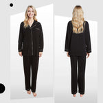 Daisy Dreamer Black Pyjama Set - Soft Touch Button-Up Top & Bottoms