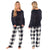 Daisy Dreamer Women's Buffalo Check Fleece Warm Pyjamas Set BLACK