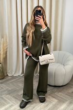 Women’s Casual Loose Two-Piece Loungewear Set with Long Sleeve Top and Trousers