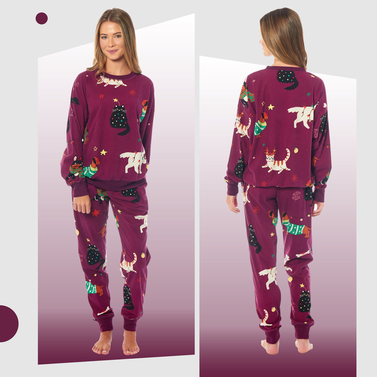 Daisy Dreamer Women's Cats & Dogs Soft Fleece Warm Pyjama Set