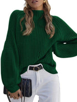 Women's Loose Half Turtleneck Sweater Jumper Green