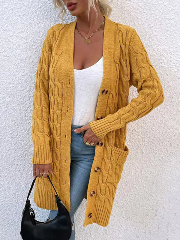 Women's Outerwear Button-up Long Single-breasted Casual Cardigan