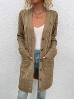 Women's Outerwear Button-up Long Single-breasted Casual Cardigan Camel
