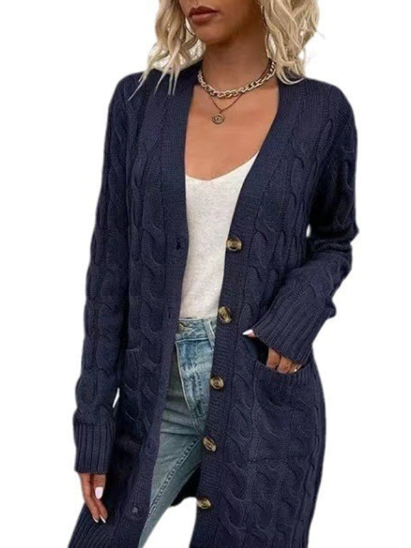 Women's Outerwear Button-up Long Single-breasted Casual Cardigan