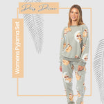 Daisy Dreamer Women's Sloth Soft Fleece Pyjama Set Long Sleeve