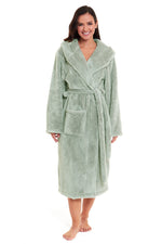 Daisy Dreamer Snuggle Fleece Hooded Robe - Soft Luxurious Dressing Gown SAGE GREEN