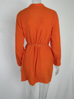 Women's Solid Colour Loose Waist Tie Button Lotus Leaf Day Dress