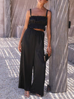 Women's Strap Top Wide-leg Pants Trouser & Top Co-ord Set