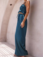 Women's Strap Top Wide-leg Pants Trouser & Top Co-ord Set