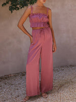 Women's Strap Top Wide-leg Pants Trouser & Top Co-ord Set