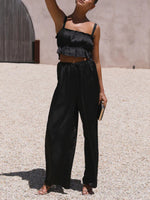 Women's Strap Top Wide-leg Pants Trouser & Top Co-ord Set