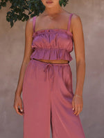 Women's Strap Top Wide-leg Pants Trouser & Top Co-ord Set