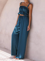 Women's Strap Top Wide-leg Pants Trouser & Top Co-ord Set