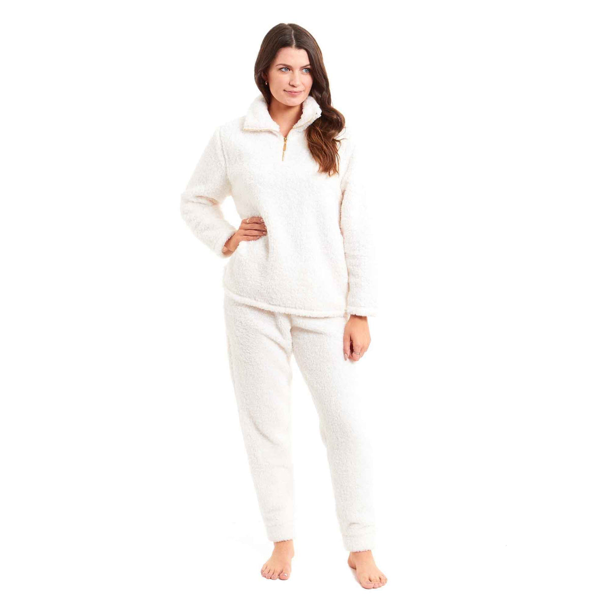 Daisy Dreamer Women's Super Soft Teddy Fleece Cosy Loungewear Set CREAM