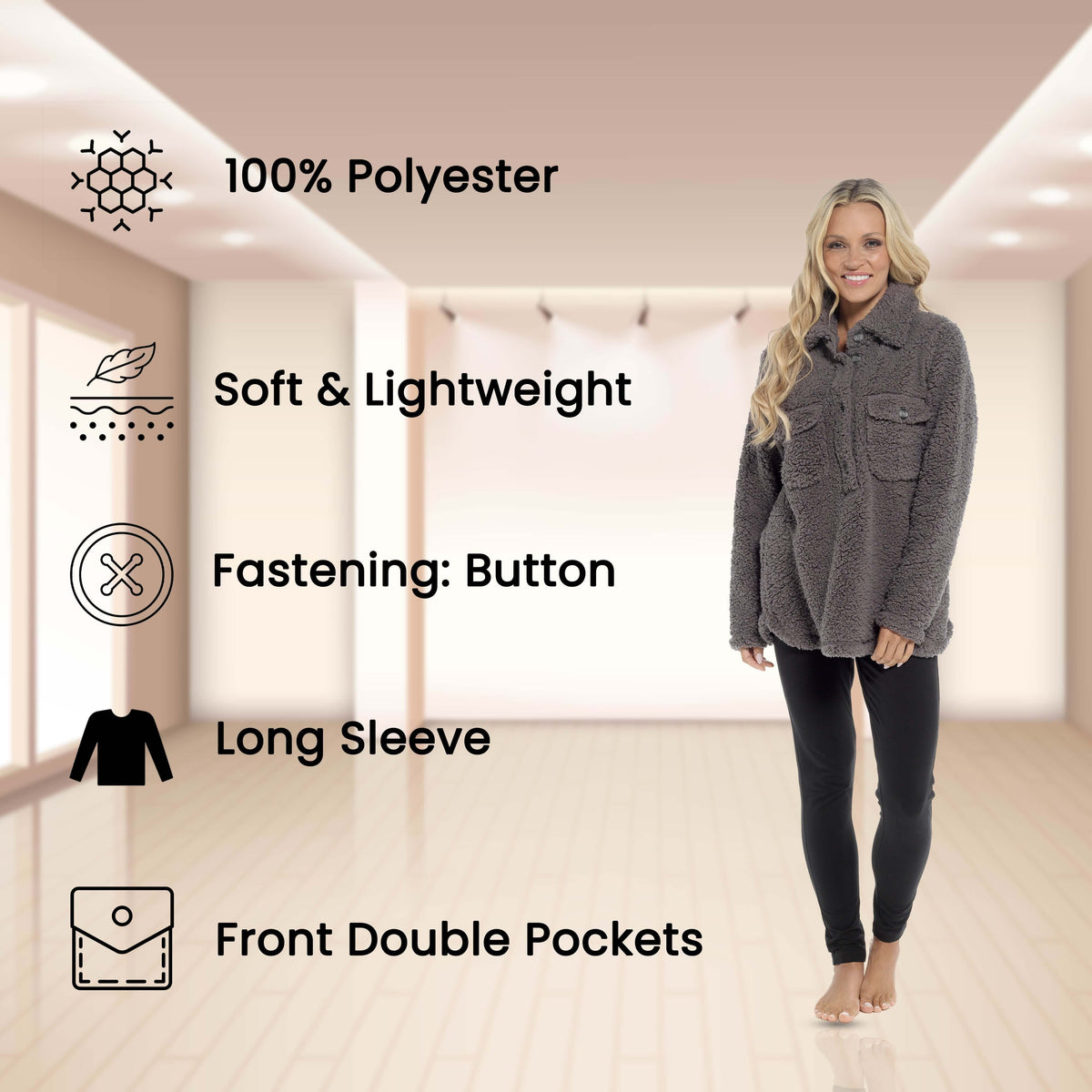 Daisy Dreamer Ultra-Soft Sherpa Lounge Set - Long Sleeve Top & Leggings with Pockets