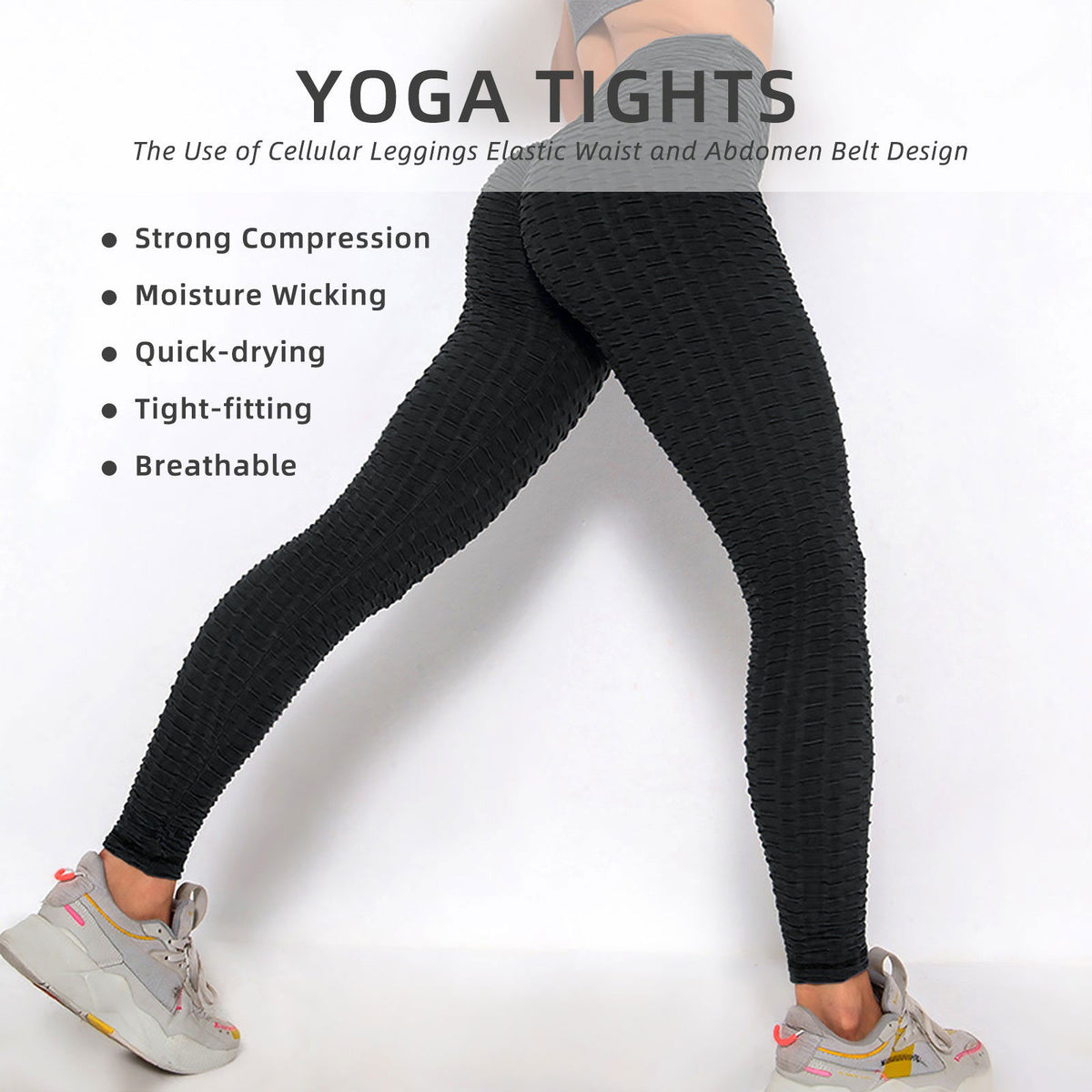 Women TikTok Viral Bubble Textured Butt Lifting Leggings Black