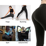 Women TikTok Viral Bubble Textured Butt Lifting Leggings Black