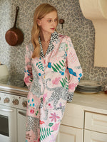 Womens Leopard Print Sleepwear Pink Pyjama Set