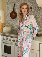 Womens Leopard Print Sleepwear Pink Pyjama Set Pink