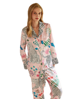 Womens Leopard Print Sleepwear Pink Pyjama Set