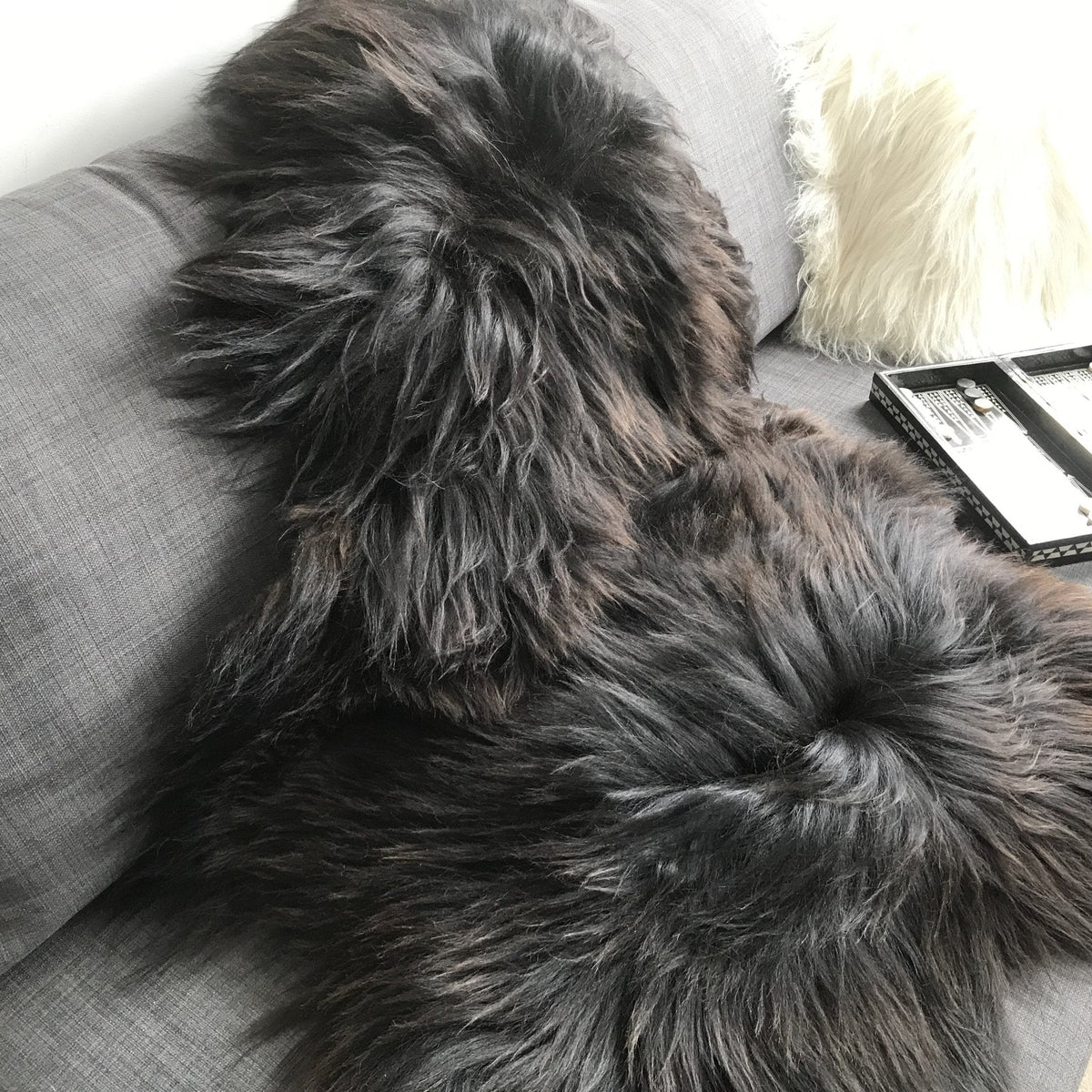 X-Large Icelandic Natural Black Brown Espresso Eco Sheepskin Rug