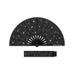 XL Festival Handheld Fan - Glitter, Black Beauty with matching Leg Holster