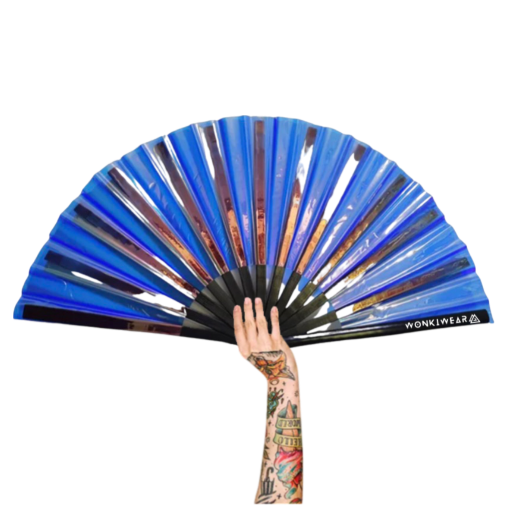 XL Festival Handheld Fan - Iridescent, Blue Temptress