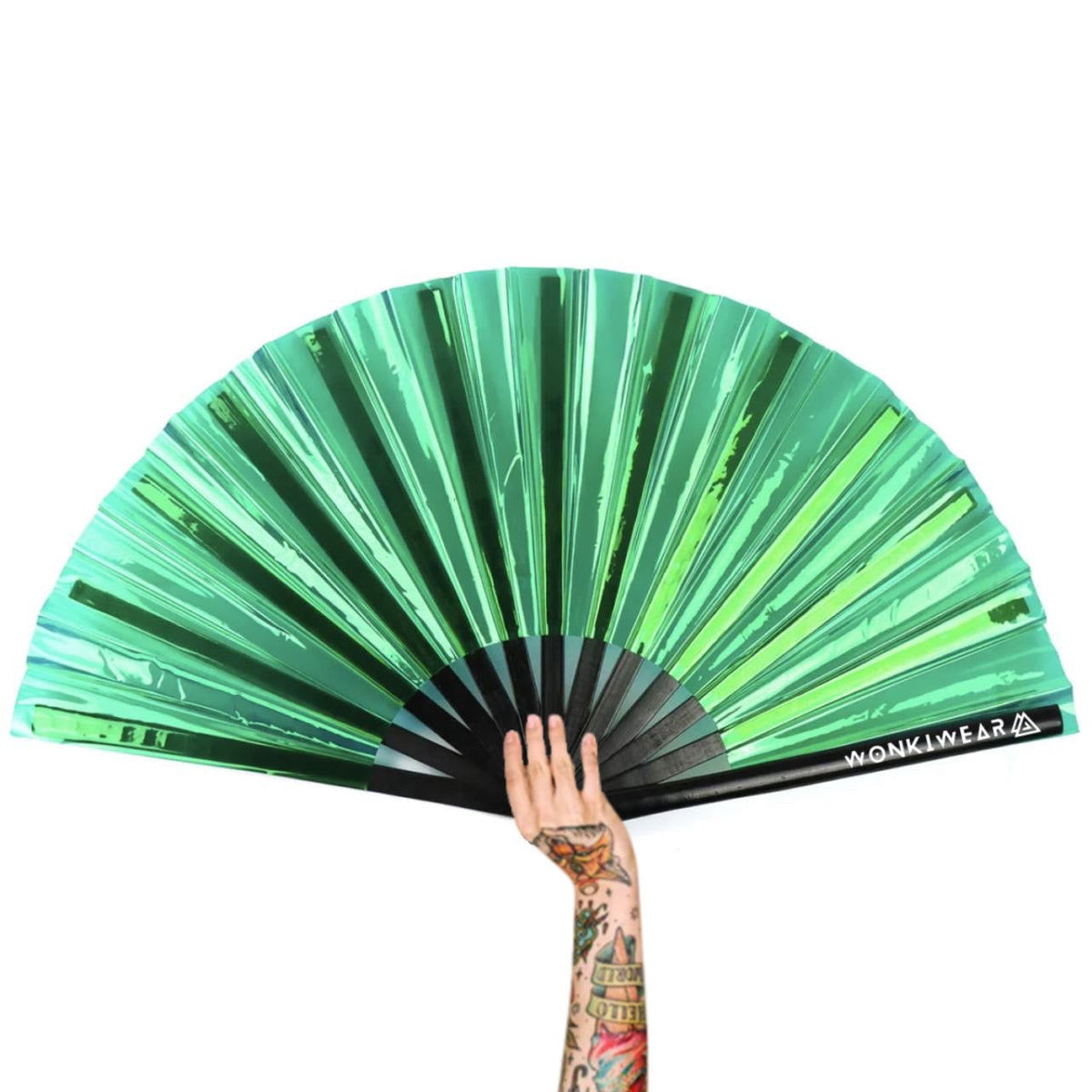 XL Festival Handheld Fan - Iridescent, Emerald Ecstasy Fan ONLY