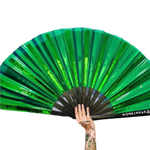 XL Festival Handheld Fan - Iridescent, Emerald Ecstasy