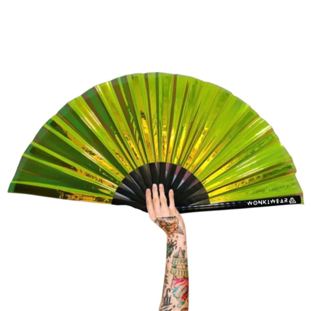 XL Festival Handheld Fan - Iridescent, Golden Goddess