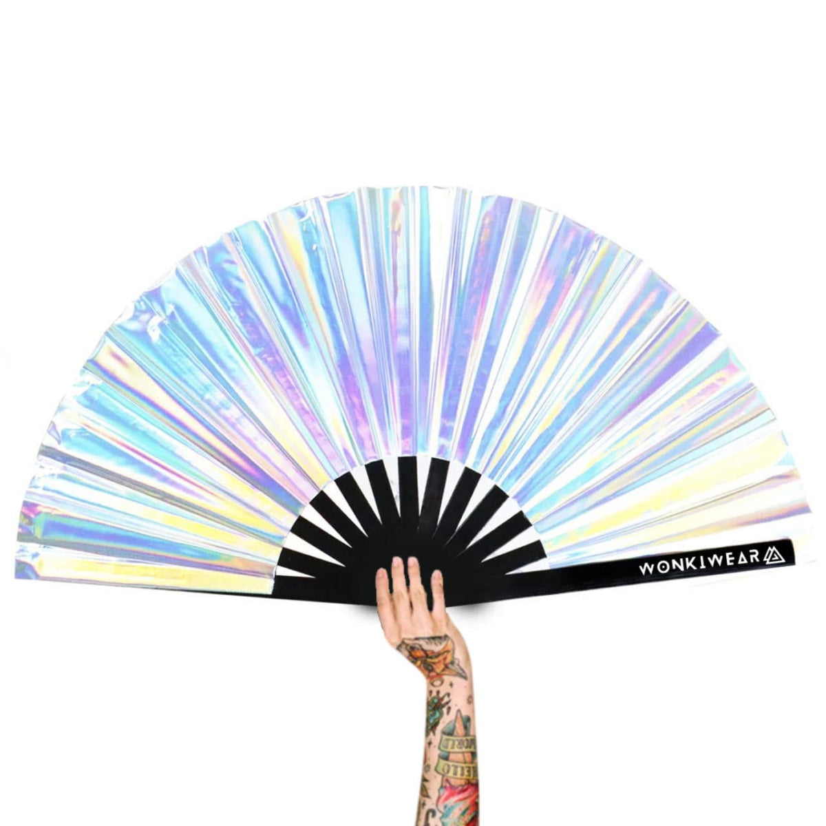 XL Festival Handheld Fan - Iridescent, Silver Stardust