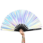 XL Festival Handheld Fan - Iridescent, Silver Stardust