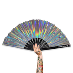 XL Festival Handheld Fan - Iridescent, Silver Stardust