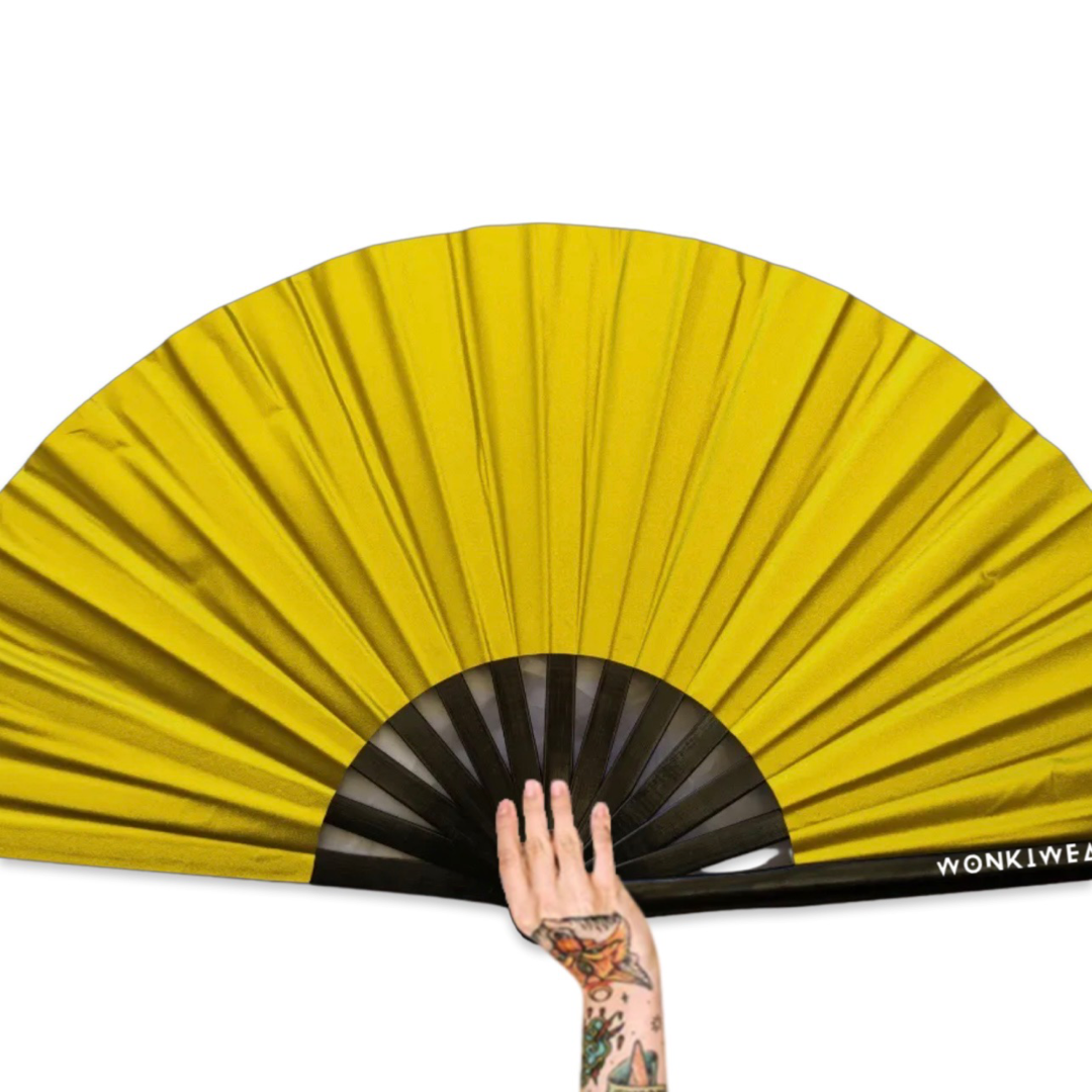 XL Festival Handheld Fan - Shimmery Metallic, Gold Fan ONLY