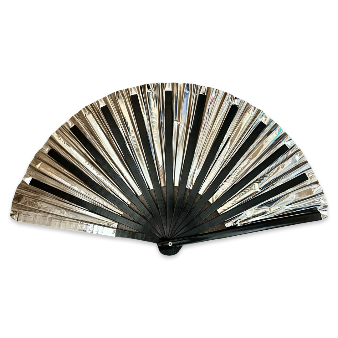 XL Festival Handheld Fan - Shimmery Metallic, Rose Gold