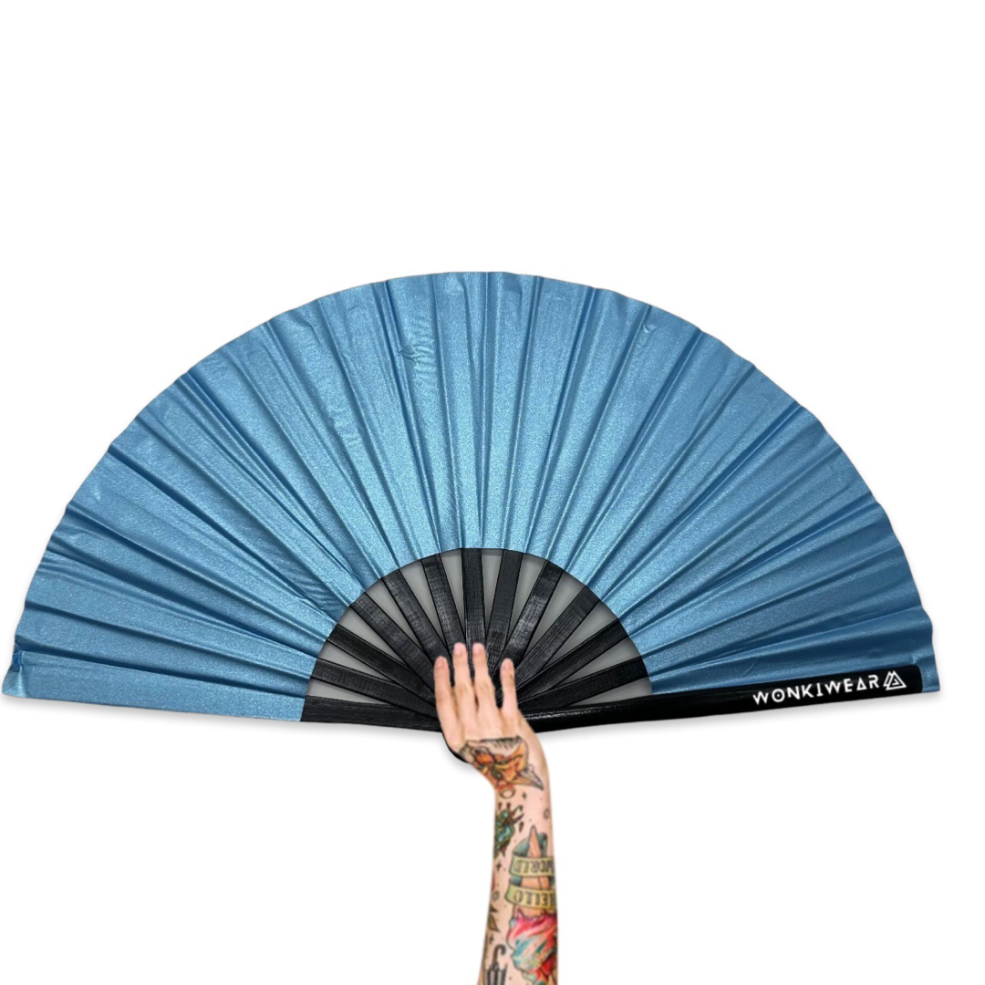 XL Festival Handheld Fan - Shimmery Metallic, Sky Blue Fan ONLY?
