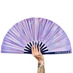XL Foldable Handheld Fan - Galaxy Range, Luna Holographic Metallic Lilac Purple Large 13.5 inch Fan ONLY