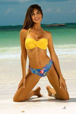 Yellow Bra Floral Bottoms Two Piece Bikini Set | Lorin