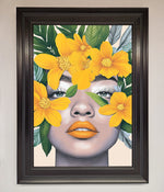 Yellow Flowers Head Framed Poster Matt Black