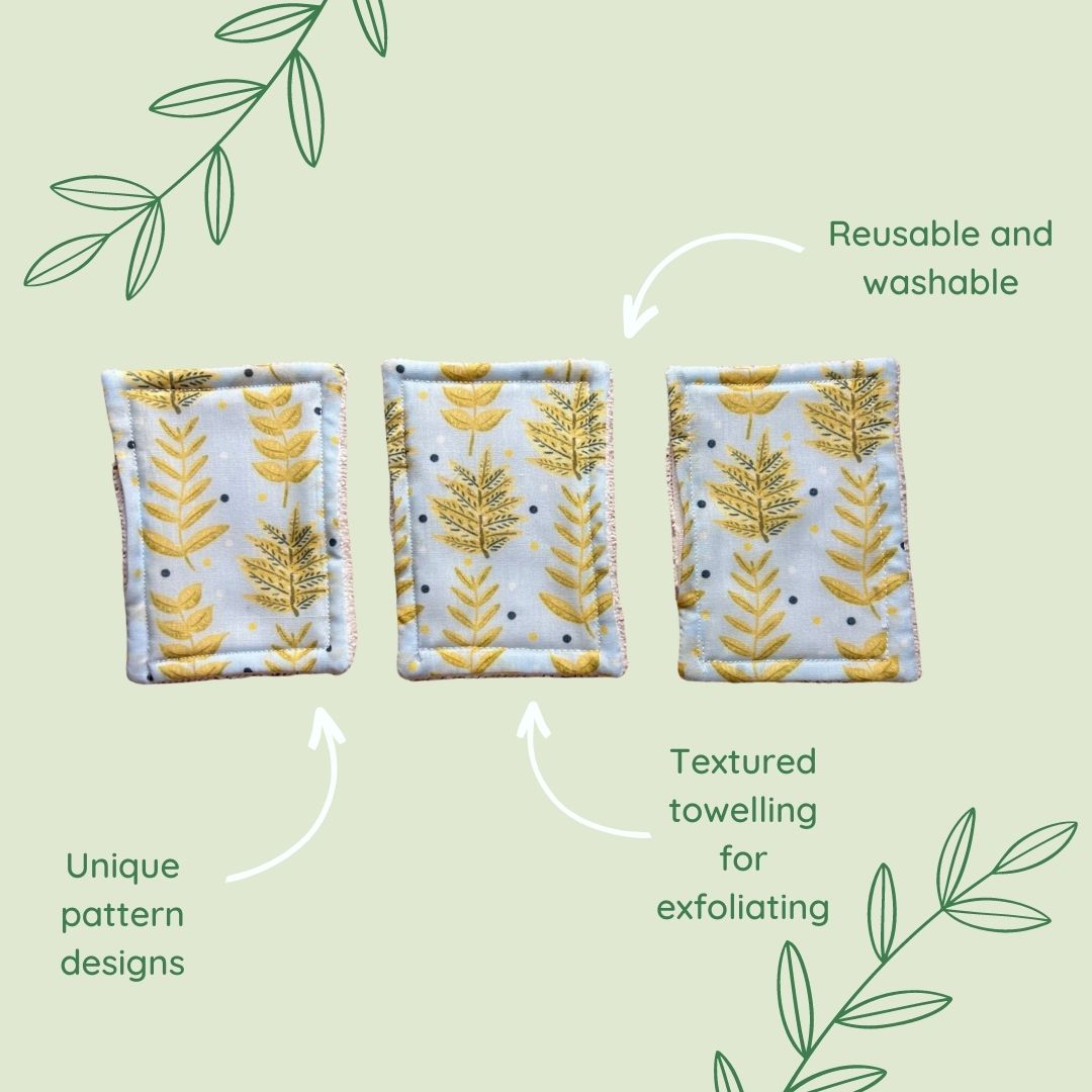 Yellow Foliage Reusable Exfoliating Pads