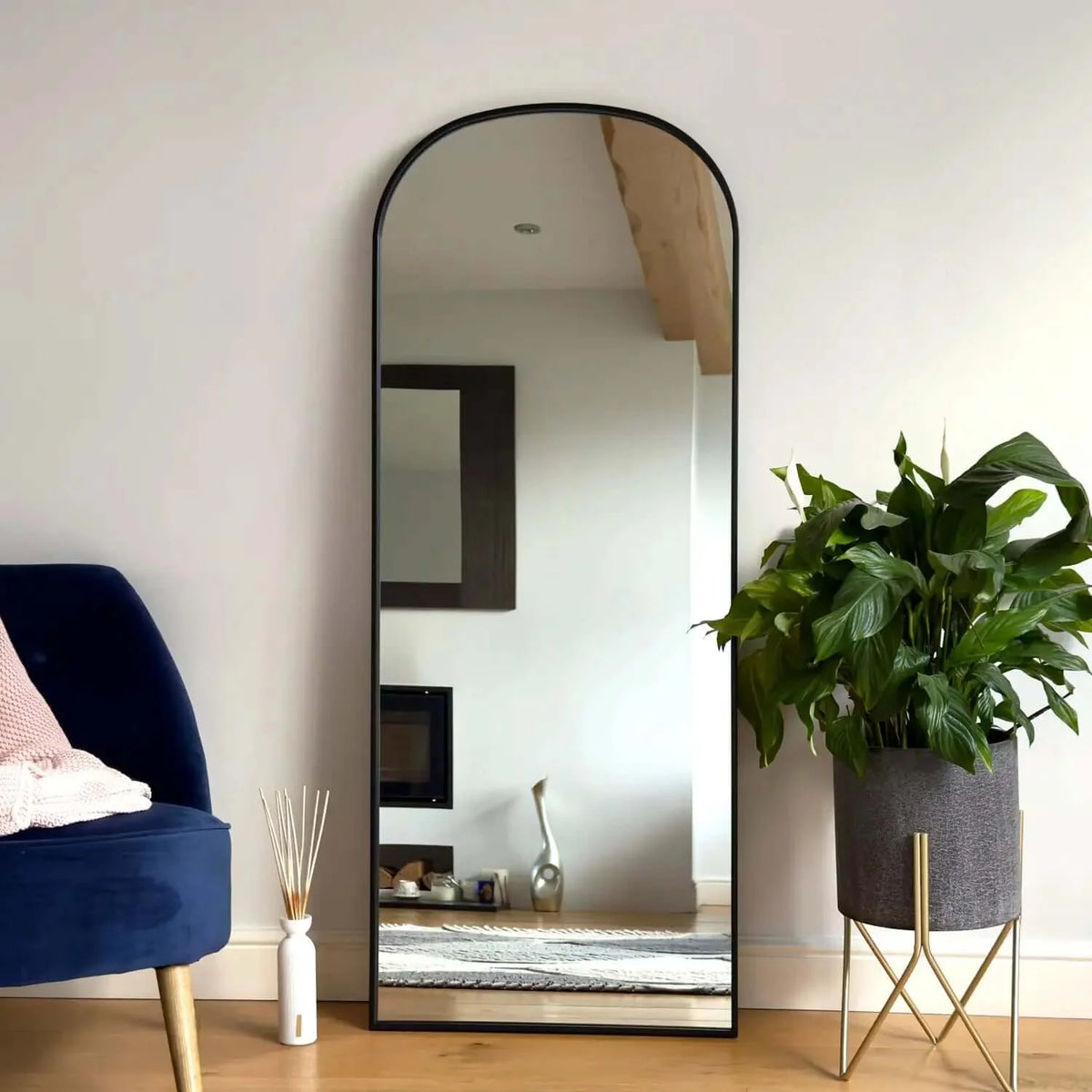 Yōko- Black Metal Gentle Arch Mirror - 150cm x 60cm,