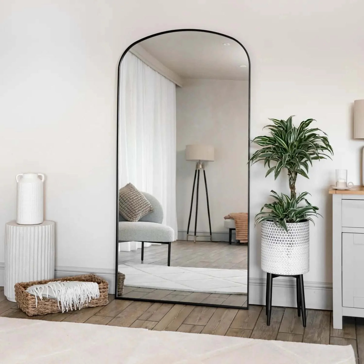 Yōko - Full Length Black Metal Gentle Arch Mirror - 180cm x 90cm