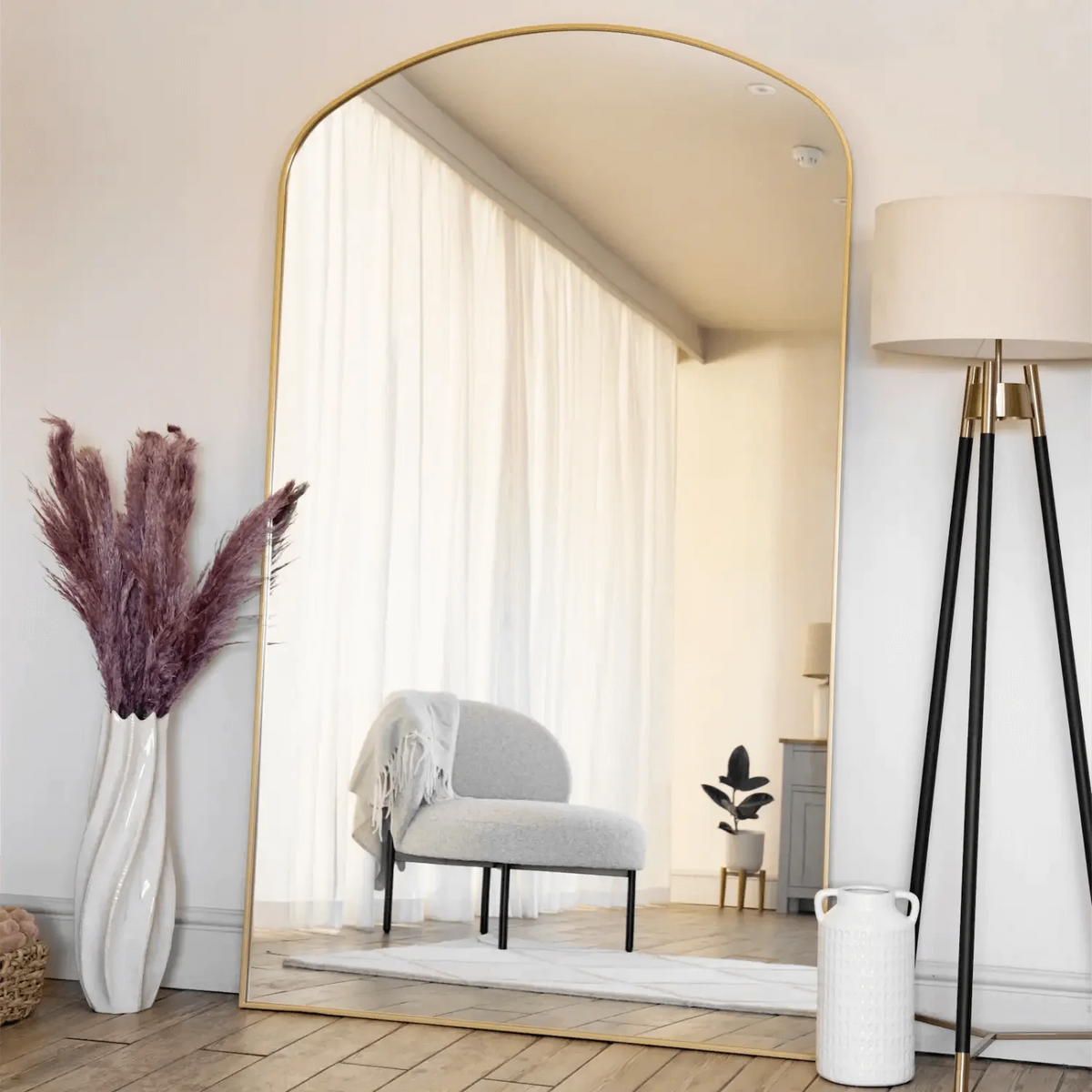 Yōko- Gold Metal Gentle Arch Mirror - 180cm x 105cm.